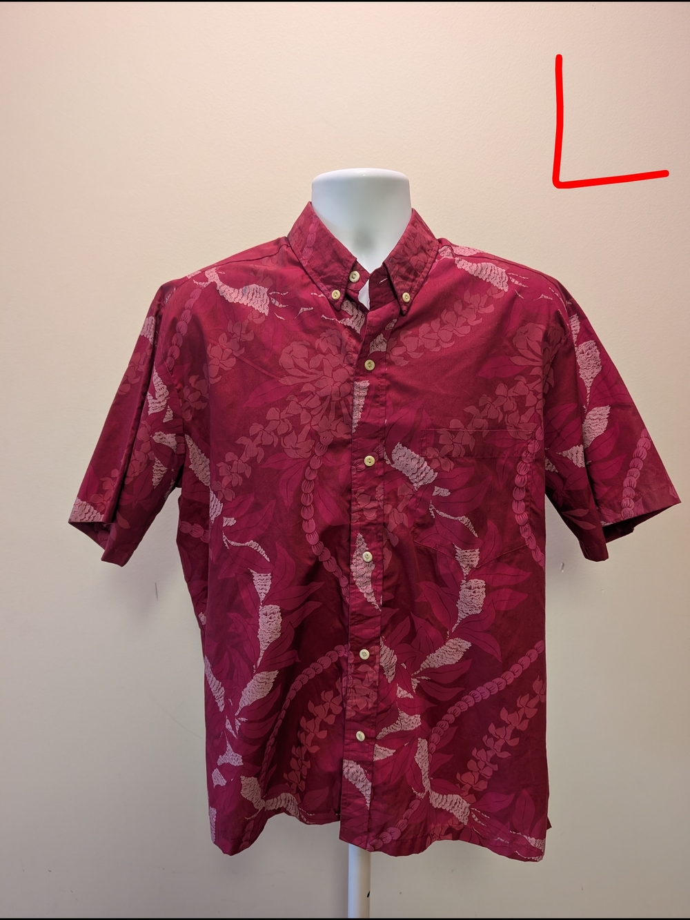 Men's Short-Sleeve Button-Down Shirt in Burgundy Floral Print